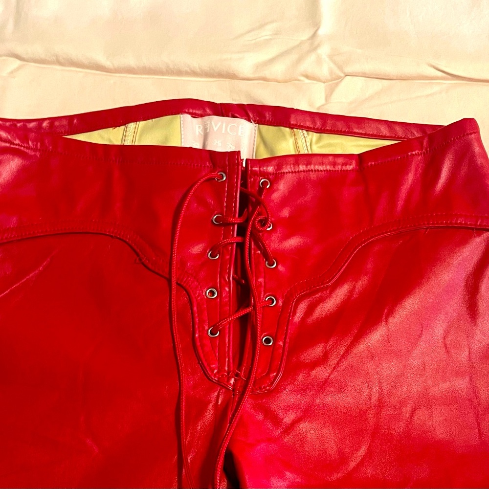 Lace up Faux Leather Pants